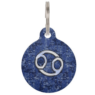Cancer Zodiac Symbol Navy Blue Digital Camouflage Tiermarke