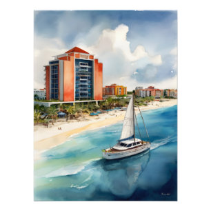 Cancun Aquarell Fotodruck