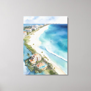 Cancun Aquarell Leinwanddruck