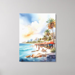Cancun Aquarell Leinwanddruck