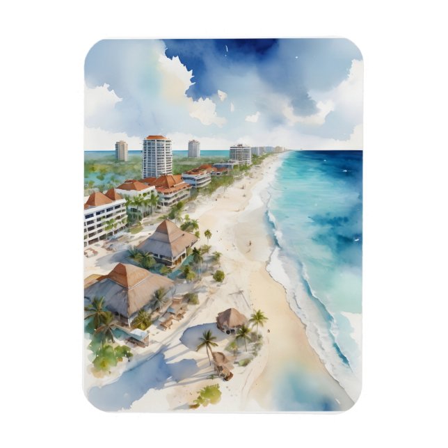 Cancun Aquarell Magnet (Vertikal)