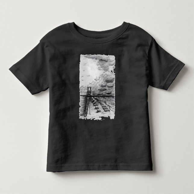 Cancun Beach bewölkt schwarz-weiß Kleinkind T-shirt (Vorderseite)