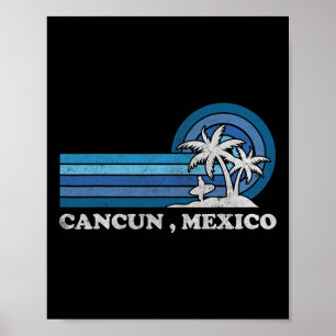 Cancun Beach Mexico Family Sommerurlaub Vintag Poster