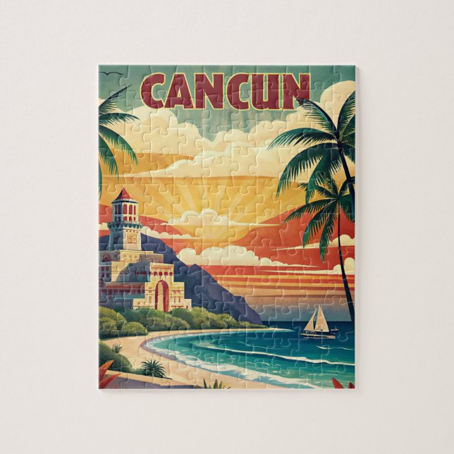 Cancun Beach Mexico Vintage Travel (Vertikal)