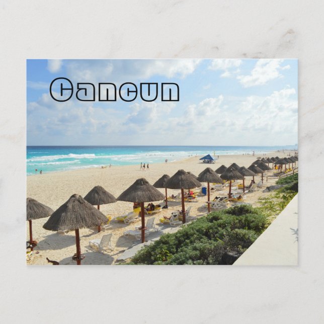 Cancun Beach Oceanfront Waves Tourist Postkarte (Vorderseite)