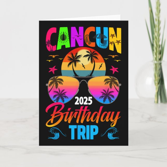 Cancun Birthday Trip 2025 Sungles Summer Beach Vac Karte (Vorderseite)