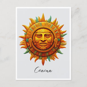 Cancun Mayan Sun God Mexico Reisen Postkarte