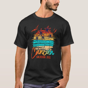 Cancun Mexico 2022 Palm Beach Retro Sun Summer Vac T-Shirt