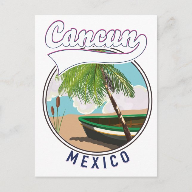 Cancun Mexico Beach Reiselogo Einladungspostkarte (Vorderseite)