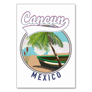 Cancun Mexico Beach Reiselogo Tischnummer