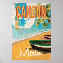 Cancun Mexico Beach Vintage affiche de voyage