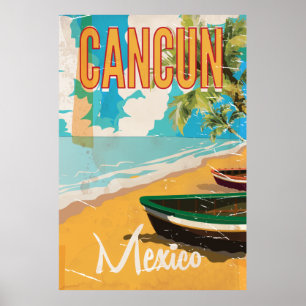 Cancun Mexico Beach Vintage affiche de voyage