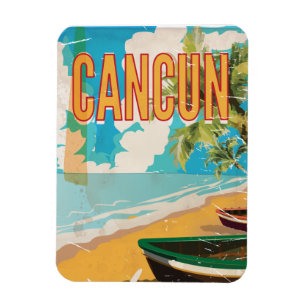 Cancun Mexico Beach Vintage Reiseplakat Magnet
