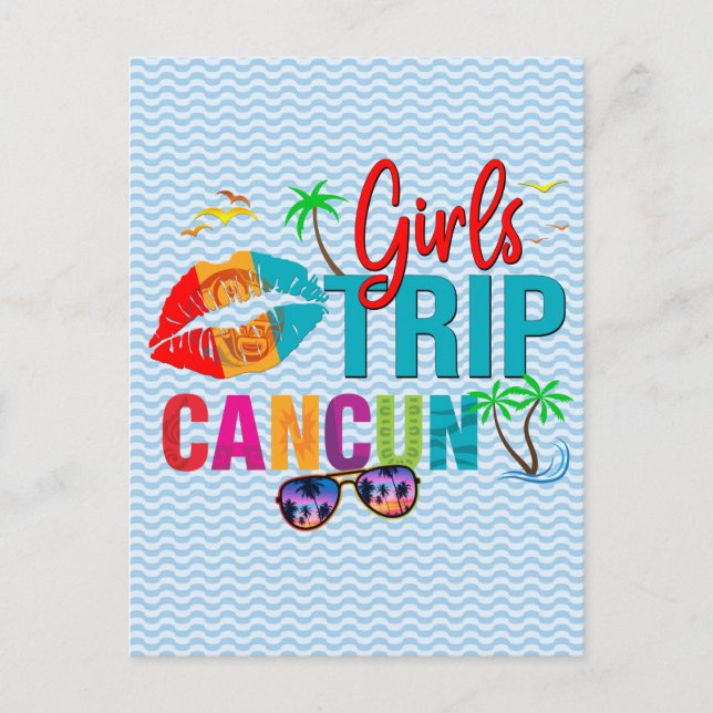 Cancun Mexico Girls Trip Colorful Postkarte (Vorderseite)