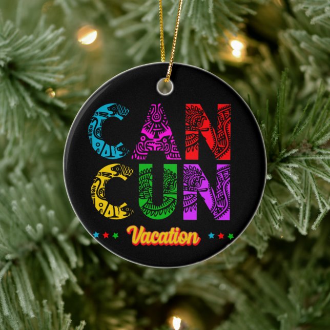 Cancun Mexico Group Vacation Adventure Keramik Ornament (Baum)