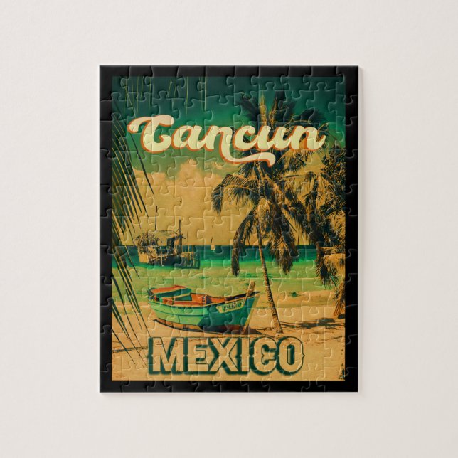 Cancun Mexico Palm Tree Vintage Travel Souvenir (Vertikal)