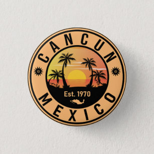 Cancun Mexico Palm Tree Vintage Travel Souvenir Button