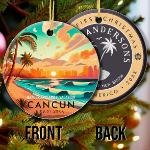 Cancún Mexico Palme Vintage Reisemitbringsel Keramik Ornament