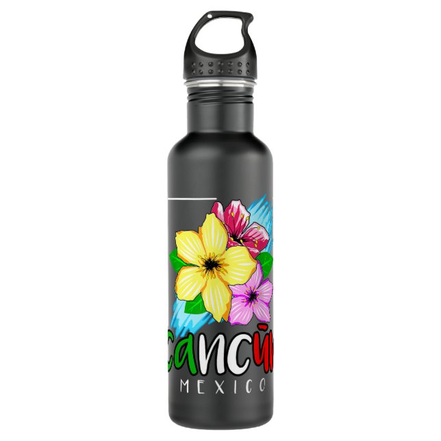 Cancun Mexico Souvenir Geschenk Frühjahrspause Som Edelstahlflasche (Vorderseite)