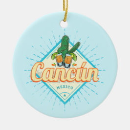 Cancun Mexico Tancing Cactus Vintag Tequila Keramik Ornament