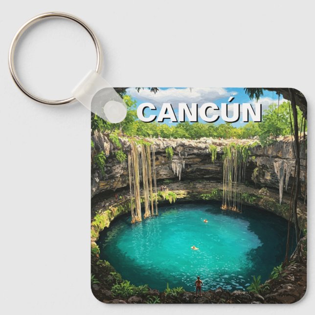 Cancun Mexico Travel Cenote Schlüsselanhänger (Vorderseite)