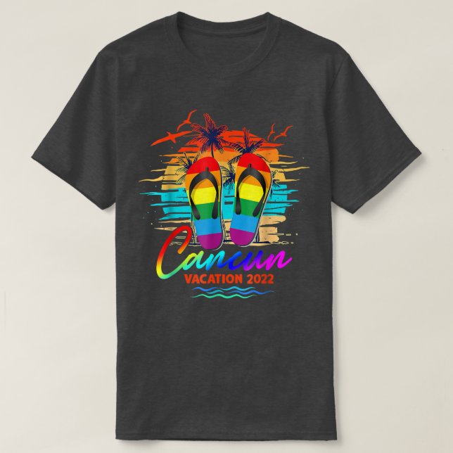 Cancun Mexico Vacation 2022 Drehen Flop LGBT Summe T-Shirt (Design vorne)