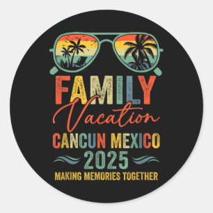 Cancun Mexico Vacation 2025 Matching Family Group Runder Aufkleber