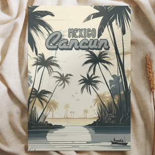 Cancun Mexico Vintage Strandwelt Reisen Retro Art Poster