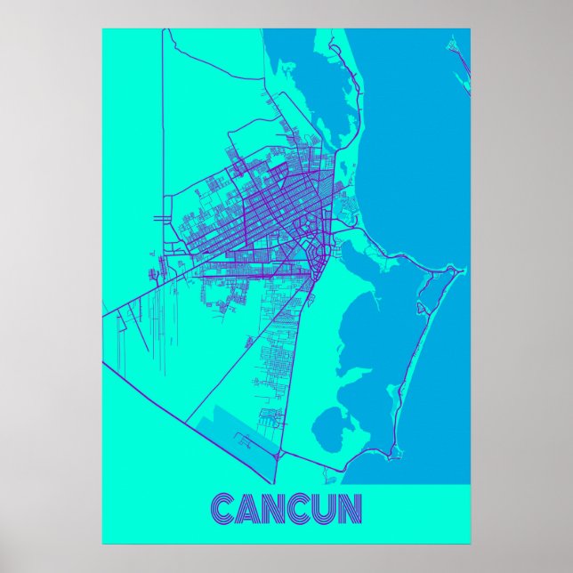 Cancun - Mexiko Galaxy City Karte Poster (Vorne)