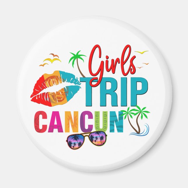 Cancun Mexiko Girls Reise farbenfrohe Ferien Magnet (Vorne)