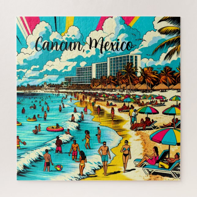 Cancun, Mexiko mit einem Pop Art Vibe (Vertikal)