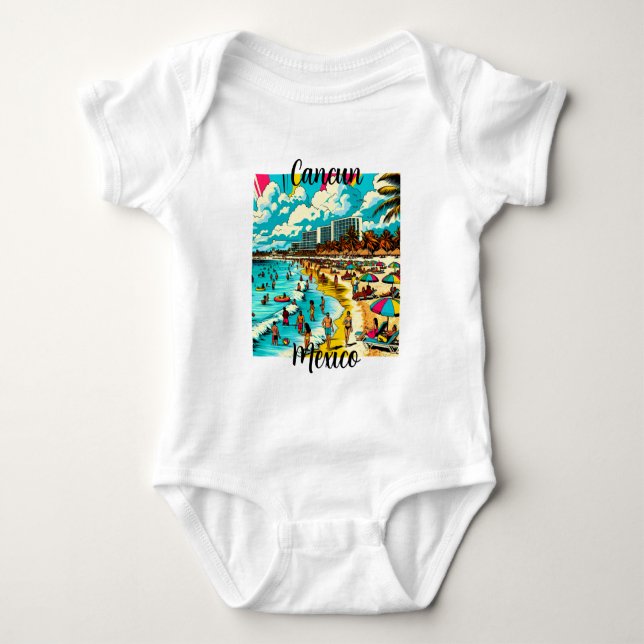 Cancun, Mexiko mit einem Pop Art Vibe Baby Strampler (Vorderseite)