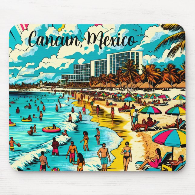Cancun, Mexiko mit einem Pop Art Vibe Mousepad (Vorne)