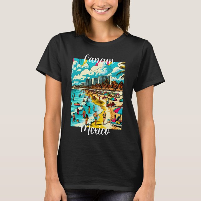 Cancun, Mexiko mit einem Pop Art Vibe T-Shirt (Vorderseite)