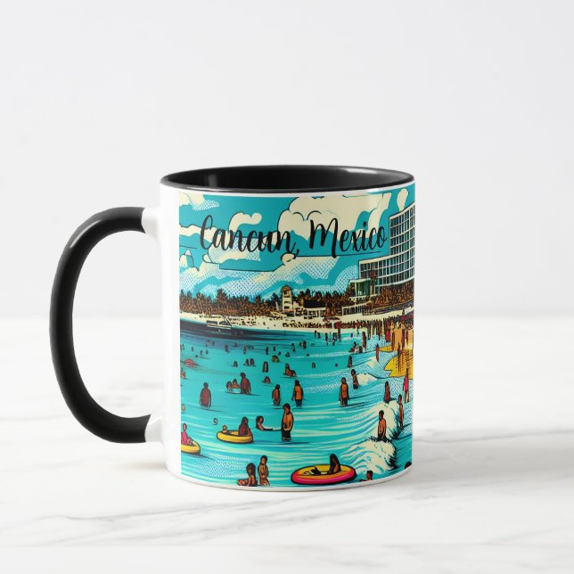 Cancun, Mexiko mit einem Pop Art Vibe Tasse (Links)