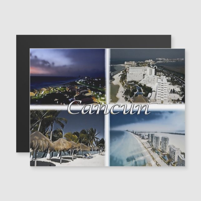 Cancun - Mexiko - Mosaik - Magnetkarte (Vorne/Hinten)