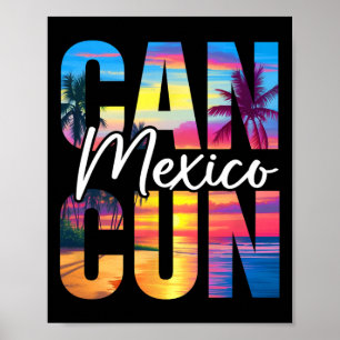 Cancun Mexiko Palme Sonnenuntergang Strand Sommerf Poster