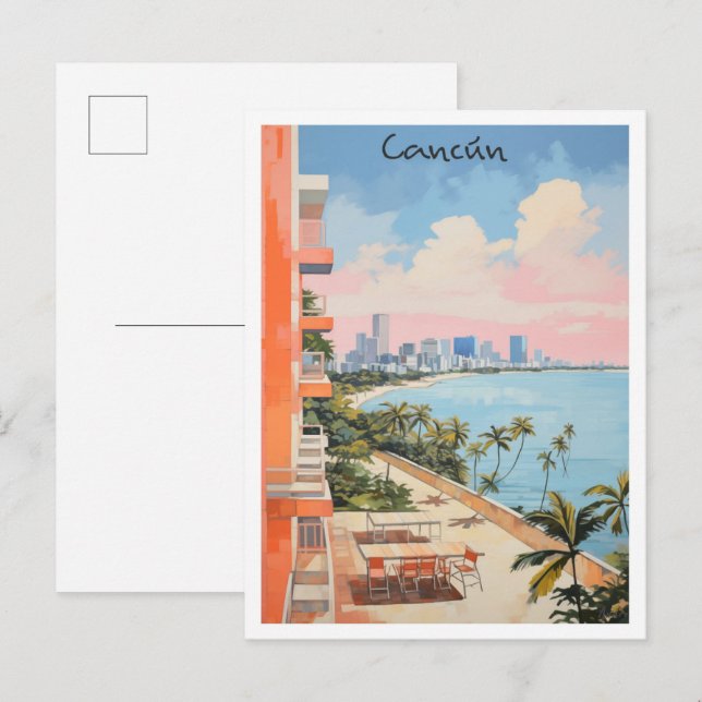 Cancun Mexiko Reise Stadt Ästhetik Postkarte (Vorne/Hinten)