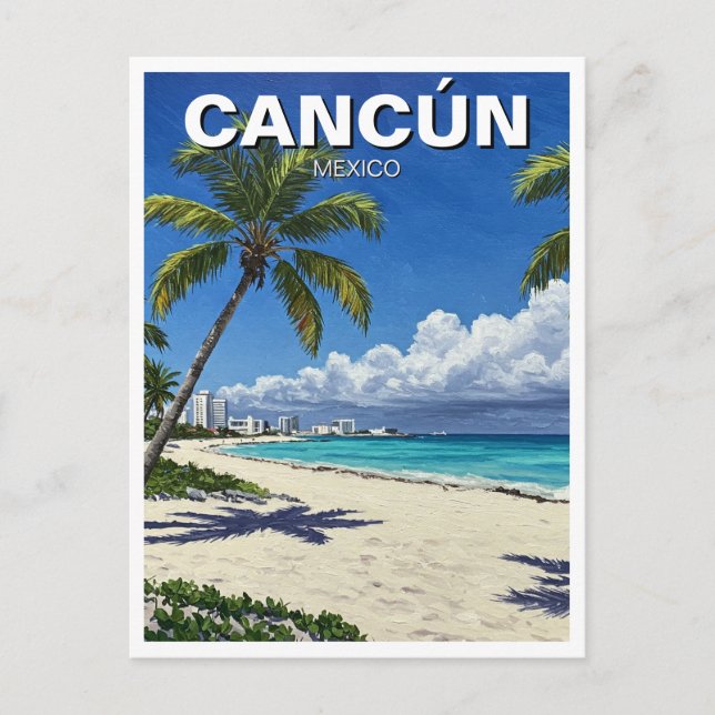 Cancun Mexiko Reise Strand Postkarte (Vorderseite)