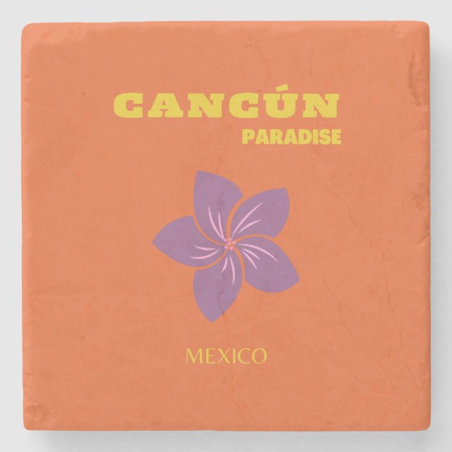 Cancun, Mexiko, Reisekunst, Tropische Kunst, Orang Steinuntersetzer (Vorderseite)