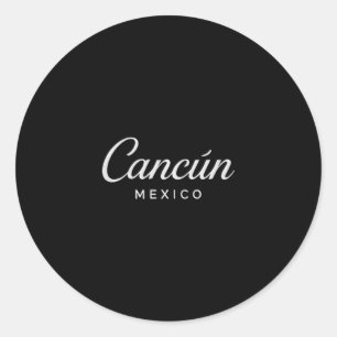 Cancun Mexiko Retro Urlaub Sonnenuntergang Pyramid Runder Aufkleber