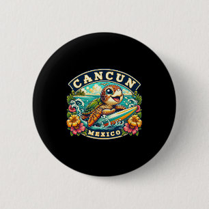Cancun Mexiko Süße Meeresschildkröte Surfen Button
