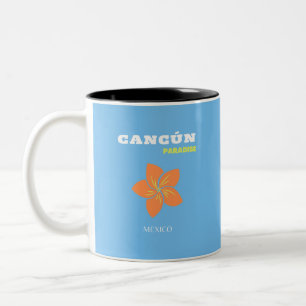 Cancun, Mexiko, Tropische Kunst, Reisekunst, Prepp Zweifarbige Tasse