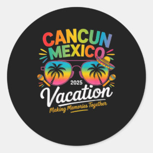 Cancun Mexiko Urlaub Strand 2025 Reise Gruppe Squa Runder Aufkleber