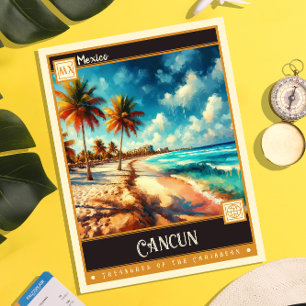 Cancun, Mexiko Vintage-Gemälde Postkarte