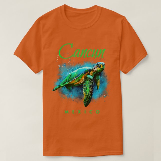 Cancun Mexiko Wasserfarbenschildkröte T-Shirt (Design vorne)