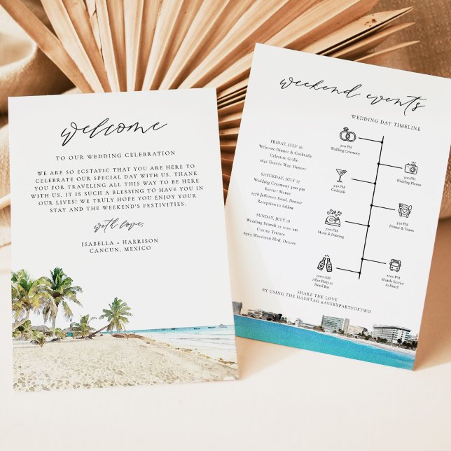 CANCUN Mexiko Zielort Begrüßungsschreiben Zeitplan Menükarte (Von Creator hochgeladen)
