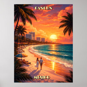 Cancun, Mexique Art Déco Couleur Tourisme Rétro