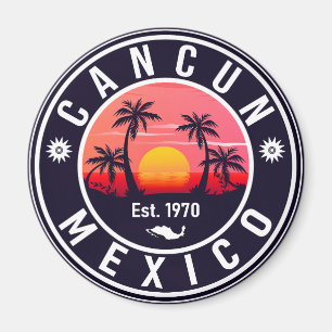 Cancun Palm Tree Retro 80er Mexican Playa Magnet