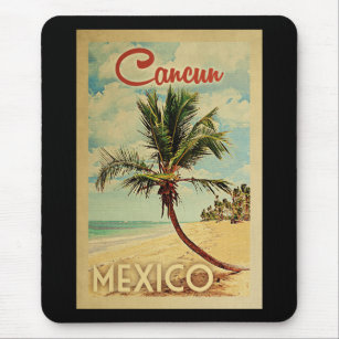 Cancun Palm Tree Vintage Travel Mousepad